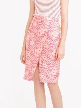 J. Crew - Pink and Cream Floral Jacquard Pencil Skirt - 12